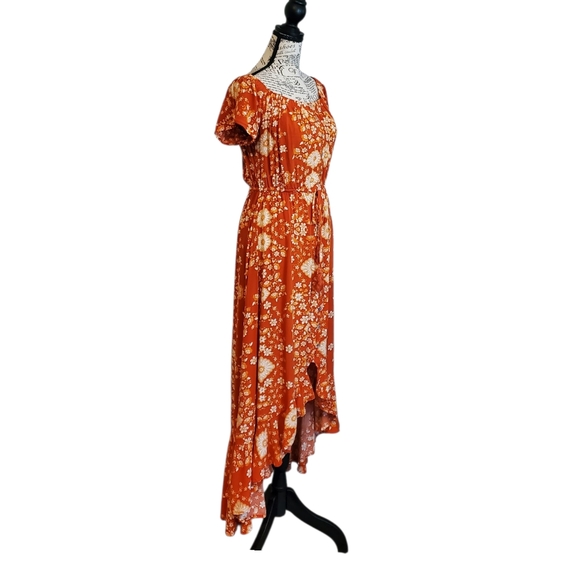 Anthropologie Abel the Label Rustica Floral Orange Hi Low Midi Dress Women´s M - Picture 2 of 7